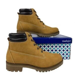 Limelight Tan Lace Up Boots with faux leather